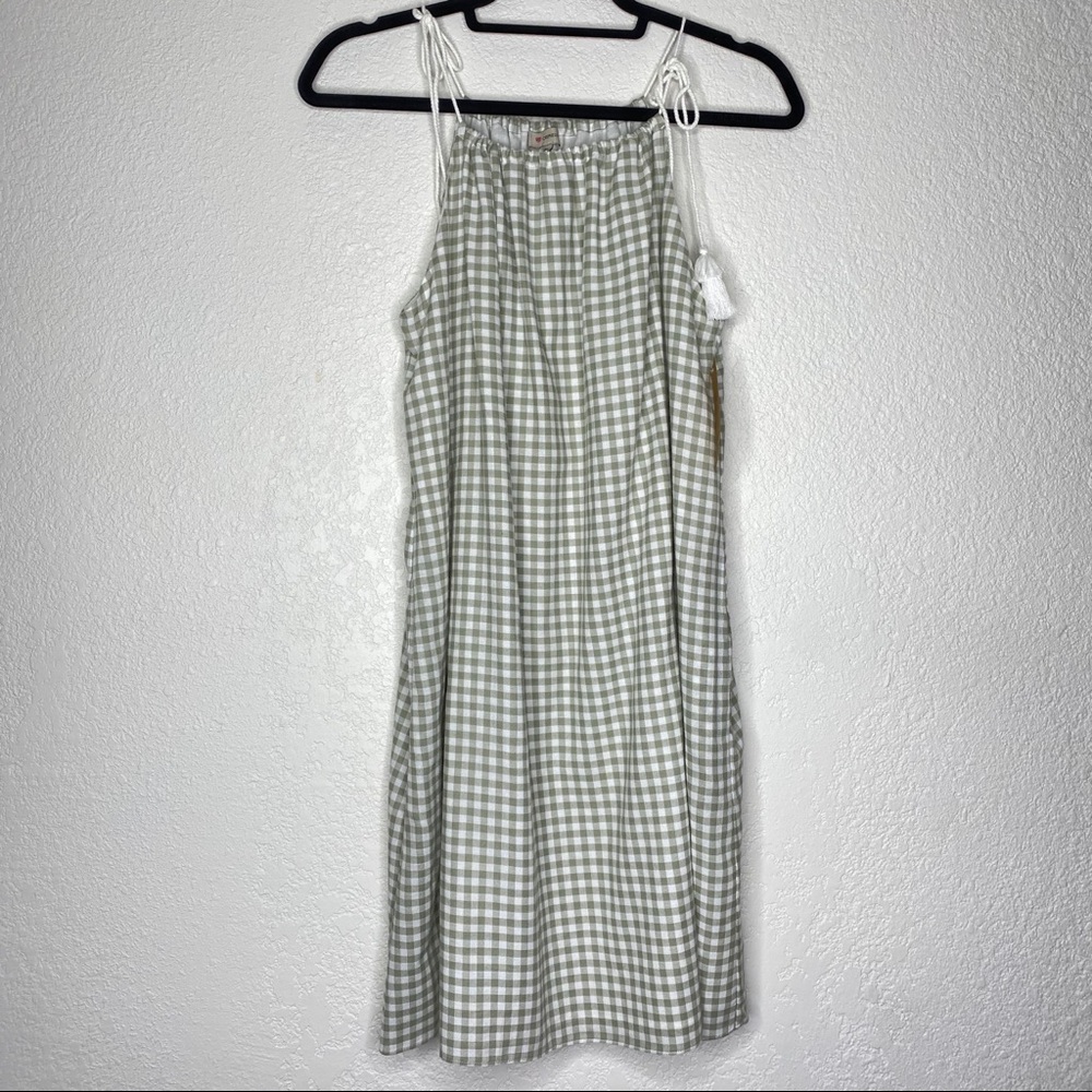 Cremieux Gingham Tie Strap Dress With Pockets     C